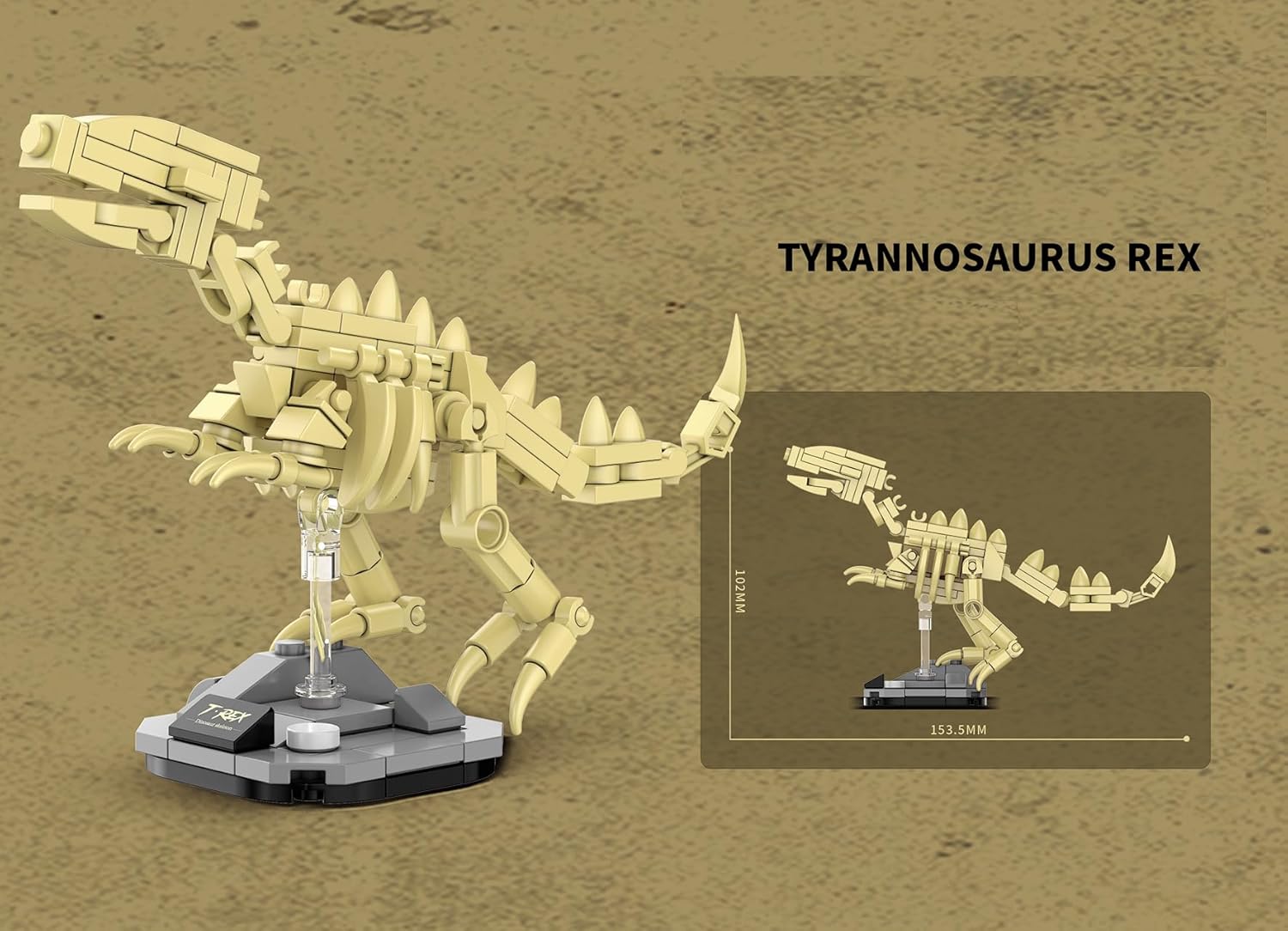 QBLO Skeleton Model Dinosaur Fossil Building Block Set, Tyrannosaurus Rex