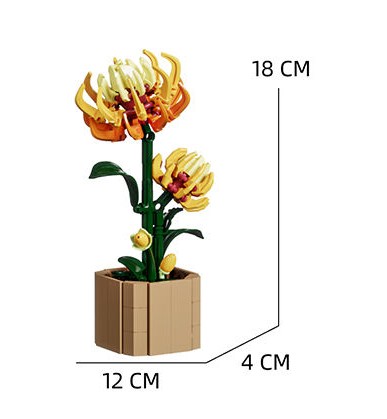 Chrysanthemum Potted Flower Building Set, 369 Pieces