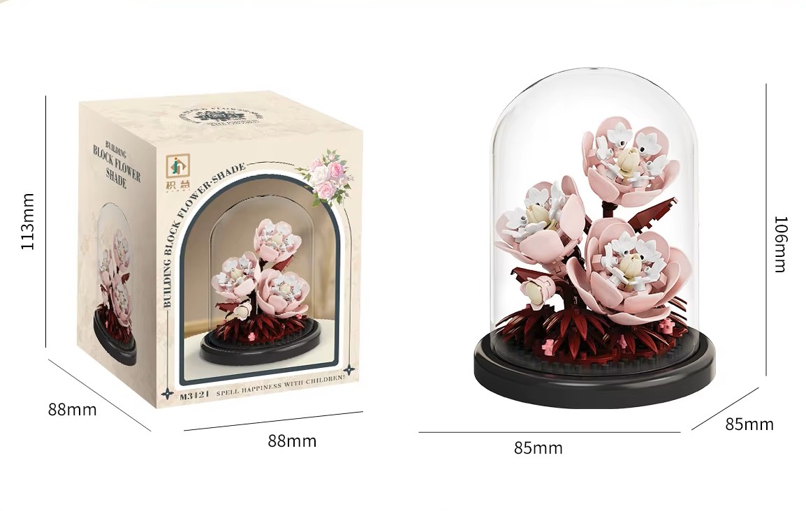 Flower Plant Set with Transparent Dome, Peony and Tulip, 2 Sets
