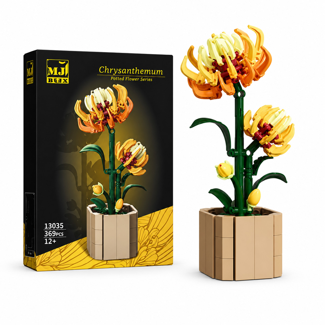 Chrysanthemum Potted Flower Building Set, 369 Pieces