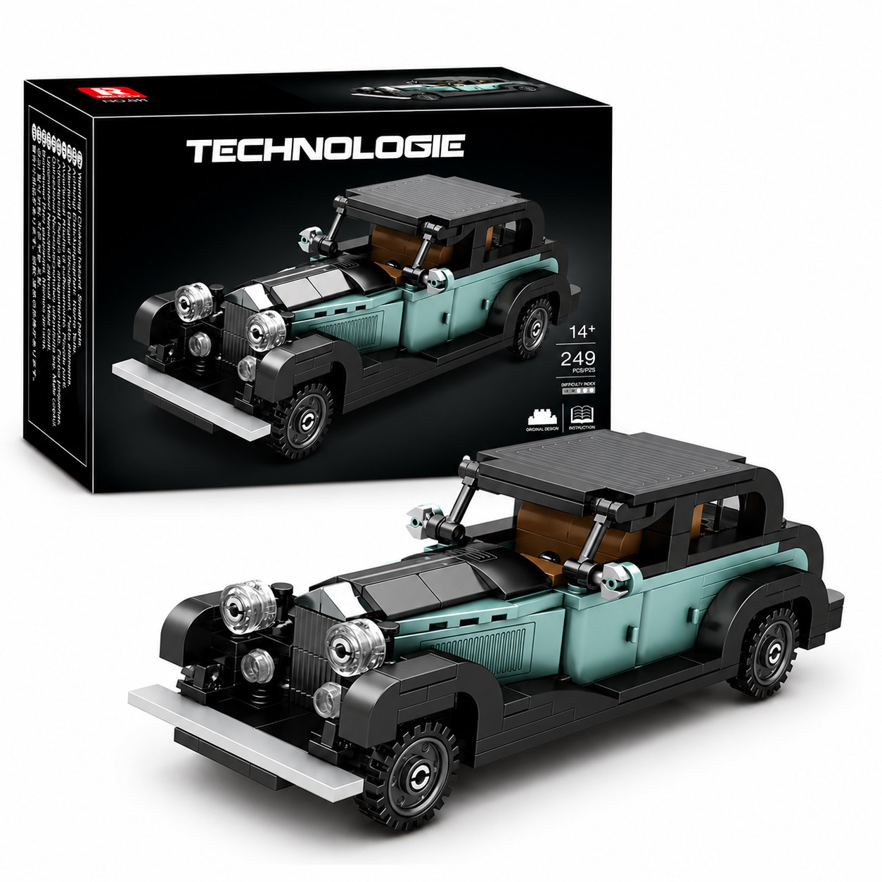 Vintage Car, Teal and Black